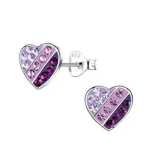 Silver Heart Stud Earrings .
